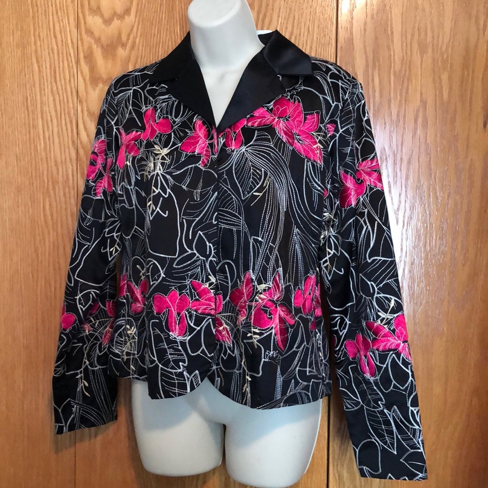 Chico’s Tamitha jacket vibrant stitching size 1